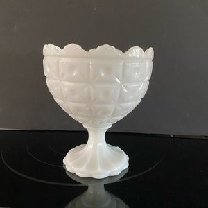 Vintage NAPCO Milk Glass Footed Pedestal Compote